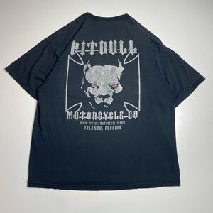 Vintage Y2K Pitbull West Coast Choppers Motorcycle Club Black Faded T-shirt XL